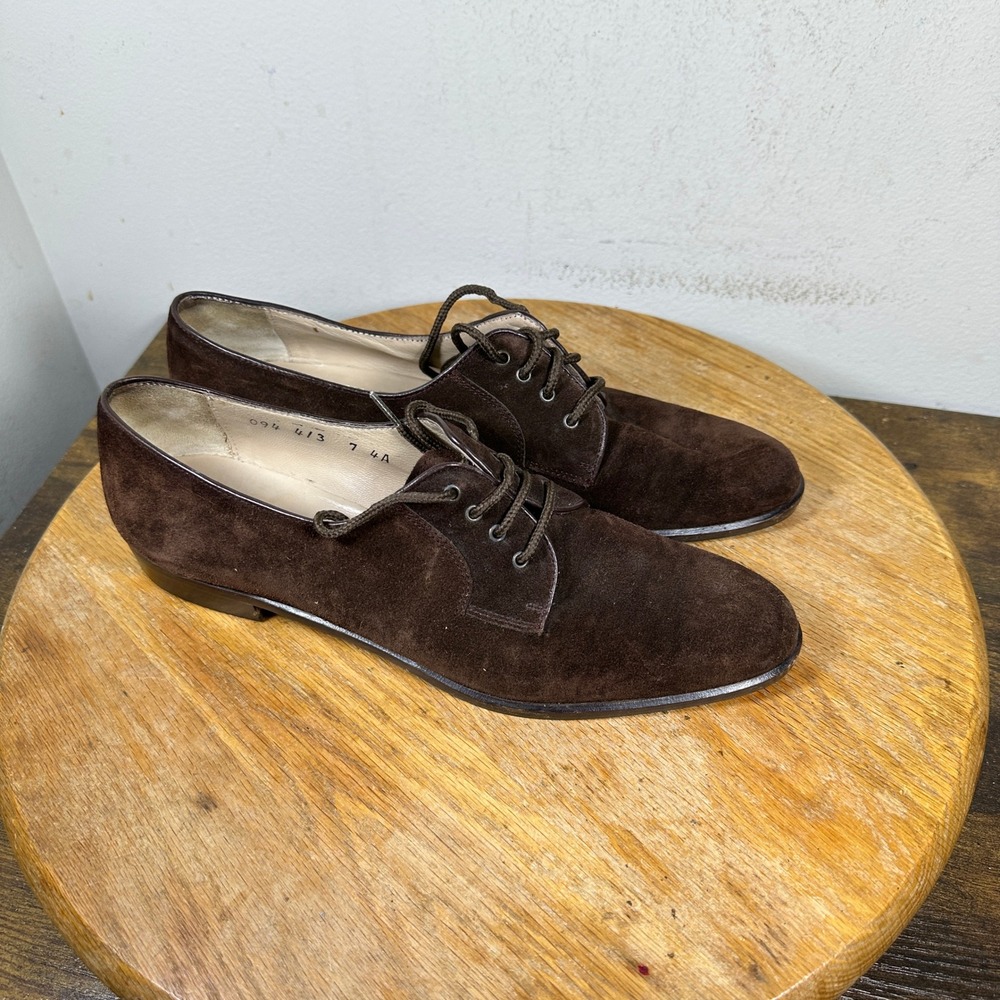 Salvatore Ferragamo Womens Brown Suede Oxford Lace Up Shoes 7 A Made in Italy